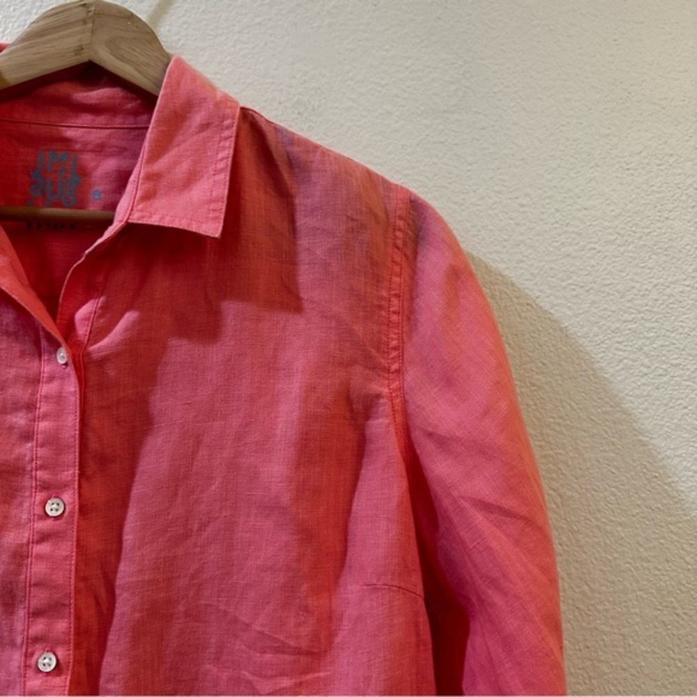 J.McLaughlin Britt Linen Point‎ Collar Long Sleeve Button Front Blouse Size 8 - Picture 4 of 9